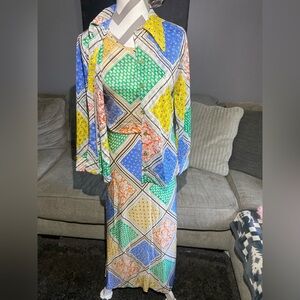 Marty Gutmacher VTG 70s Women Mod Multi Button Dagger Collar Shirt/Skirt Small